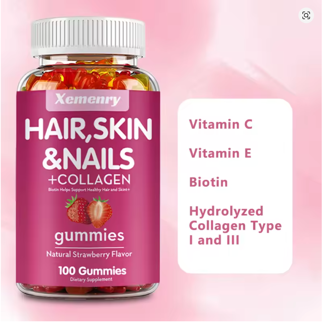 Hydrolyzed Collagen + Biotin Gummies · Hair, Skin & Nails · 100 Gummies